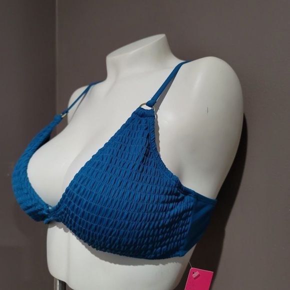 Xhilaration Smocked Triangle Ring Bikini Top XL - Picture 4 of 8